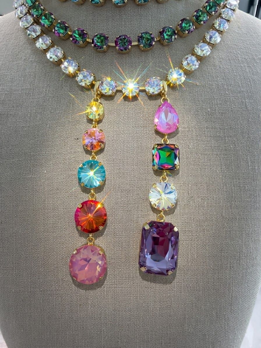 Long Crystal Pendants 