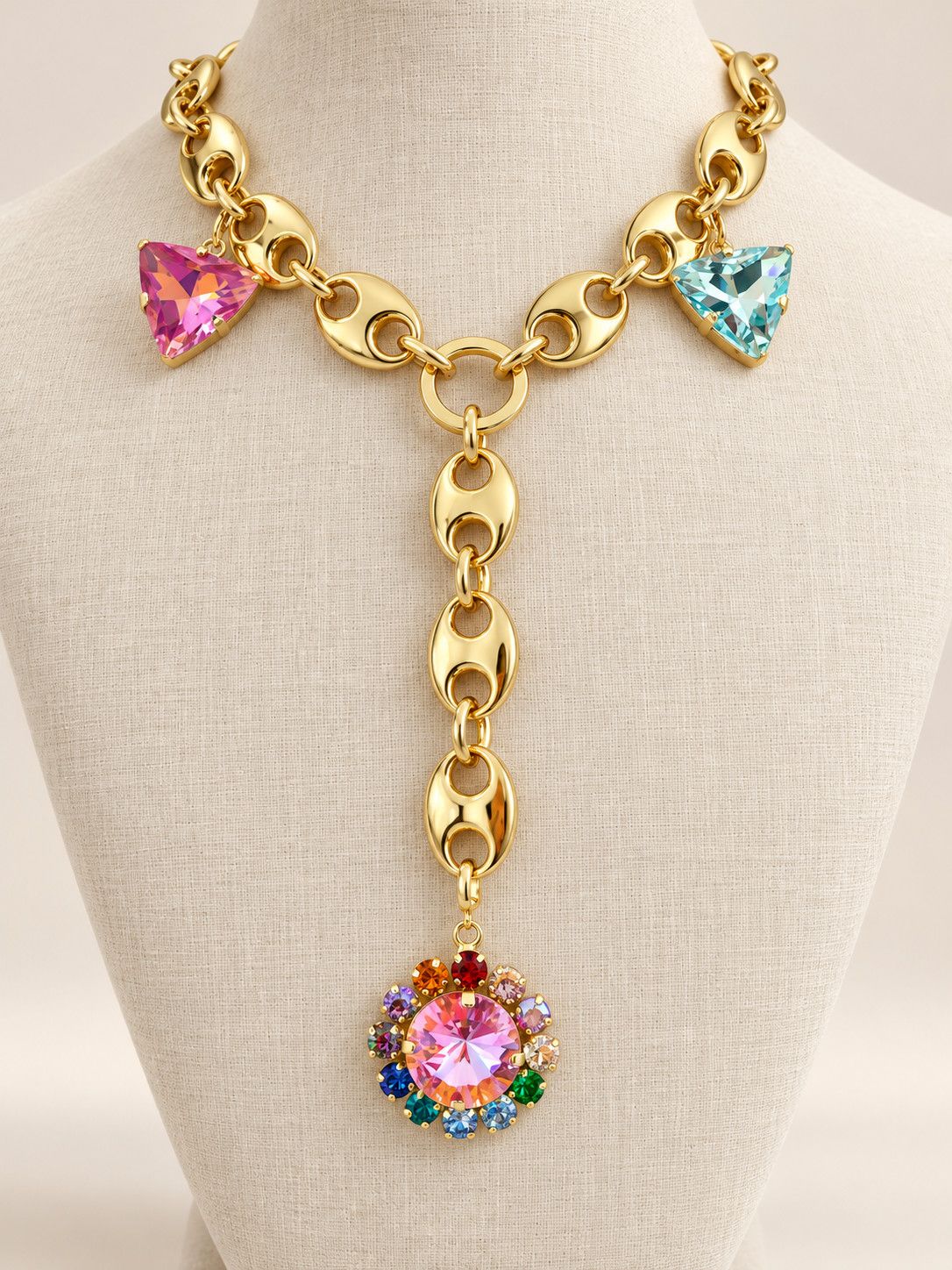 Crystal 3 Charm Lariat
