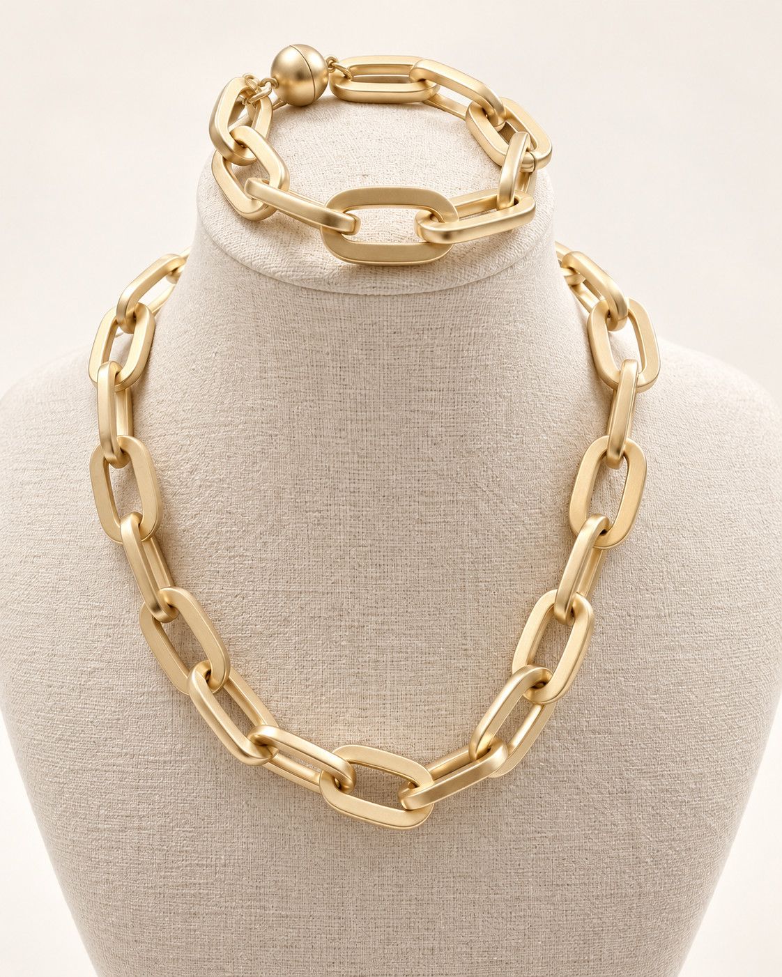 Matte Gold Link Necklace &amp; bracelet