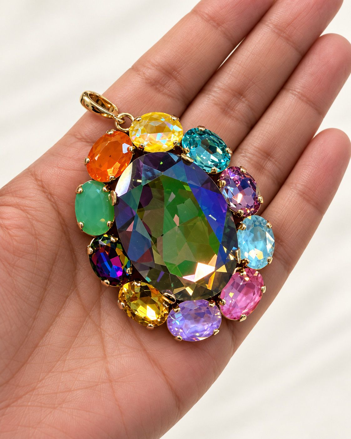 Grand Multicolor Crystal Pendant
