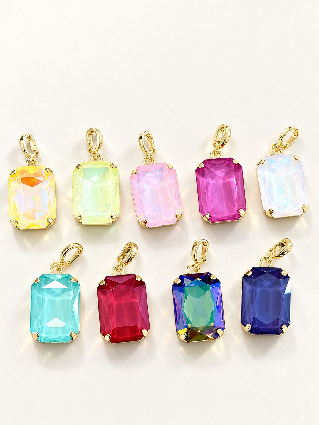 Square crystal charms 