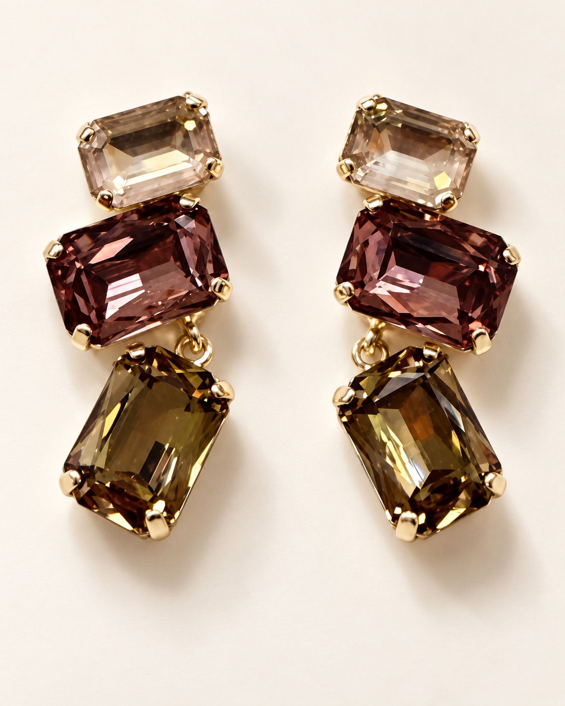 Crystal Trio Drop Earrings 11/2, Color: 1Choco/champagne