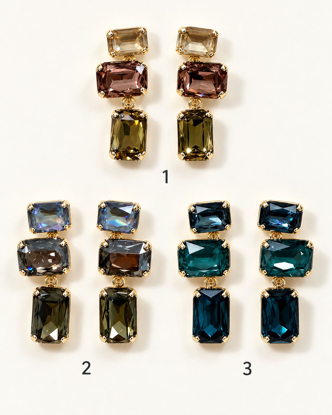 Crystal Trio Drop Earrings 11/2