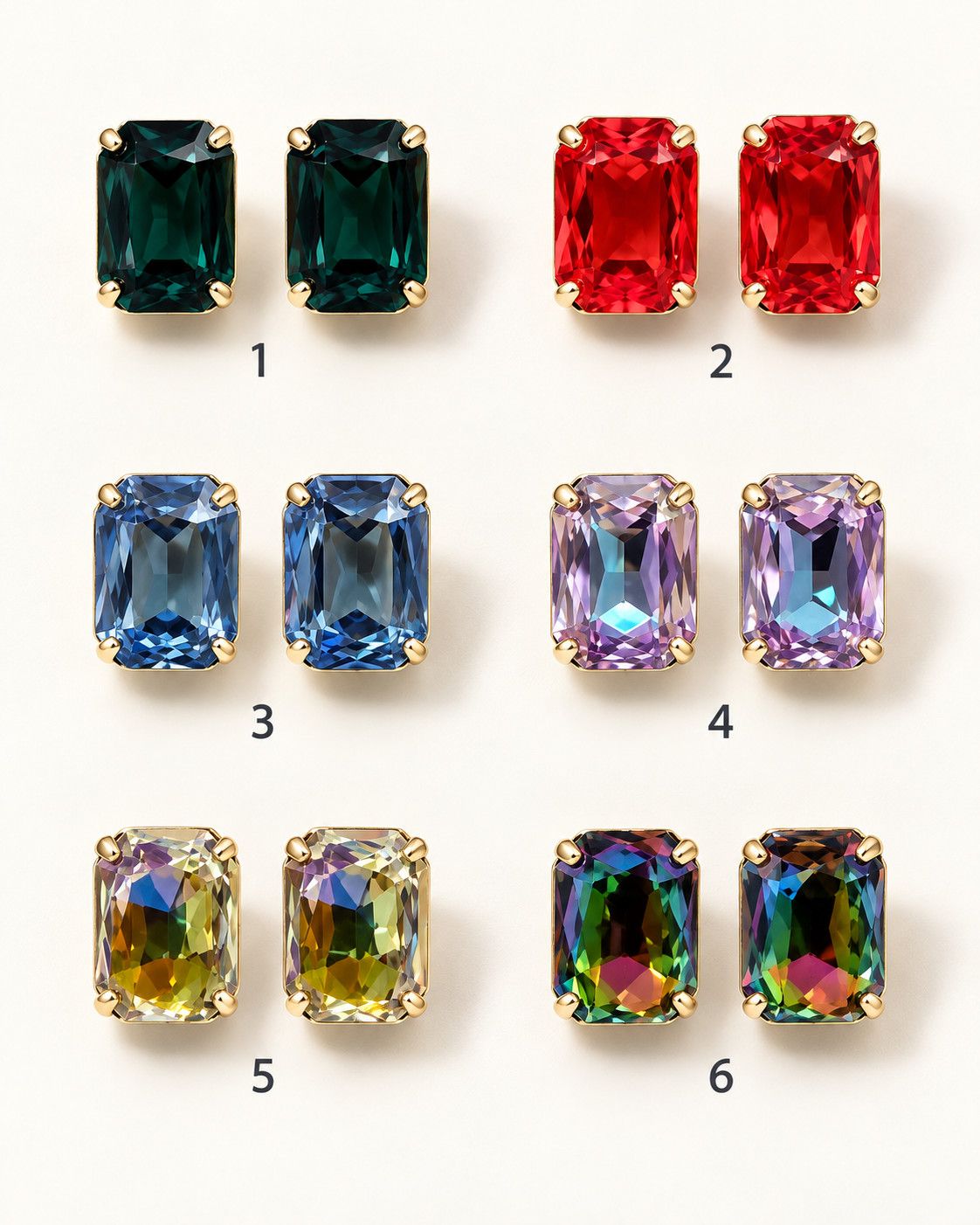 Rectangle Crystal Studs