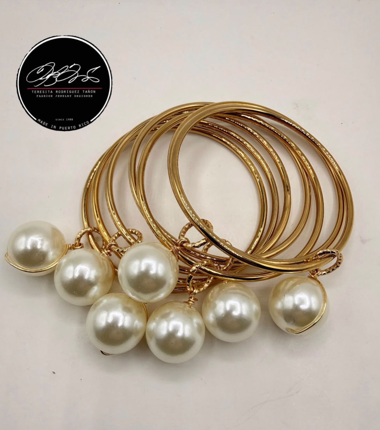 Pearl Charm Bangles