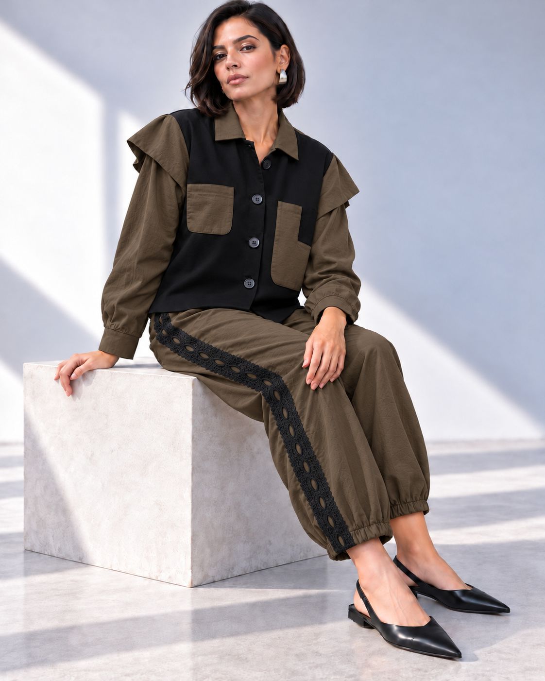 Elevated double soft knit set Mocha