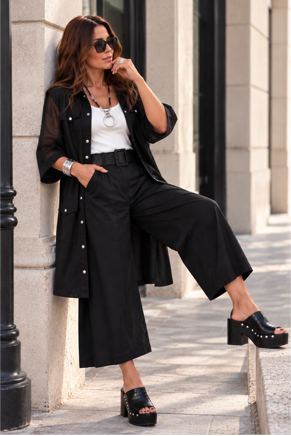 Sheer Sleeve Utility Shirt