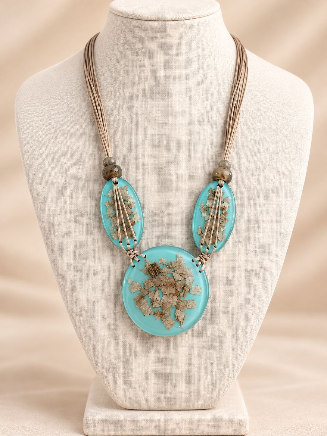 Aqua Resin Statement Necklace