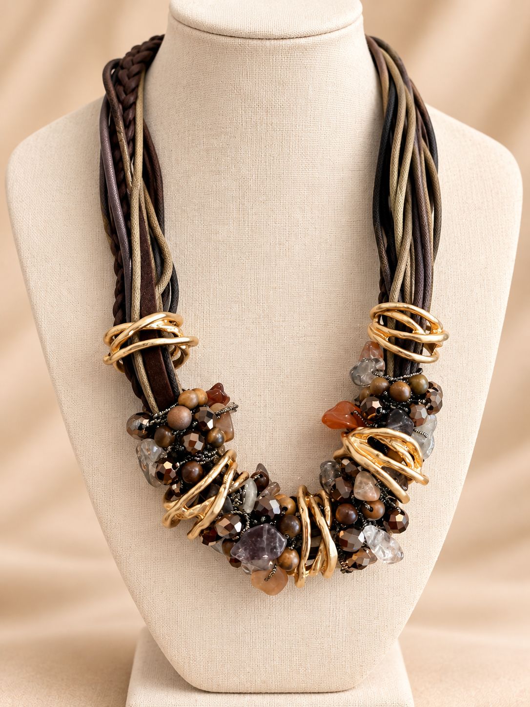 Golden Twist Statement Necklace