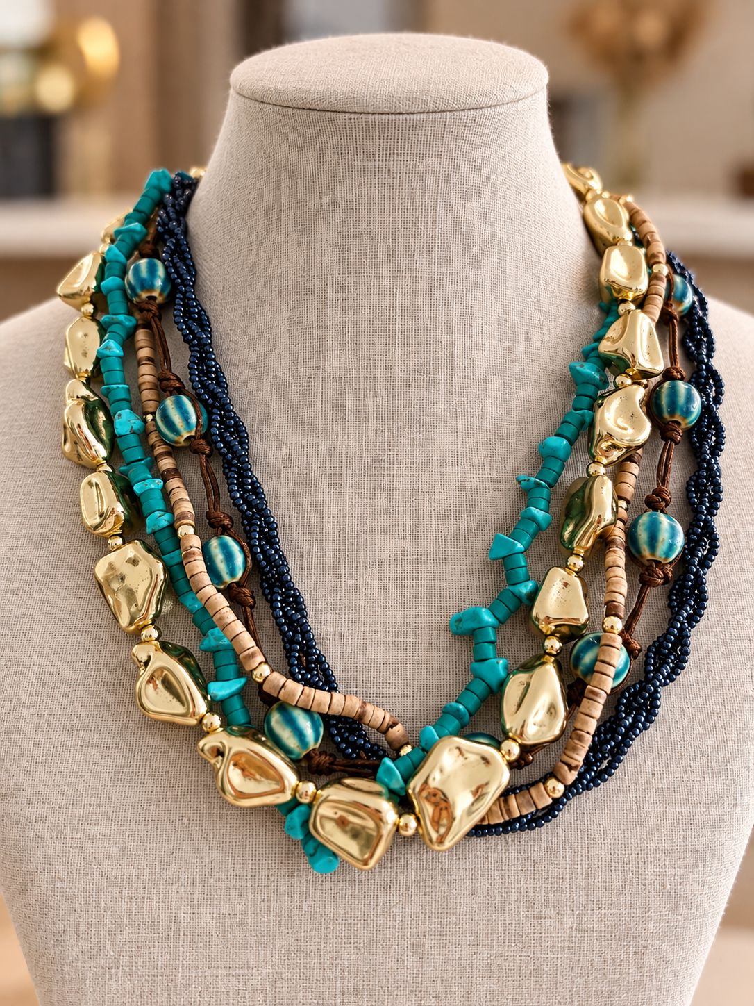Turquoise Gold Layered Necklace