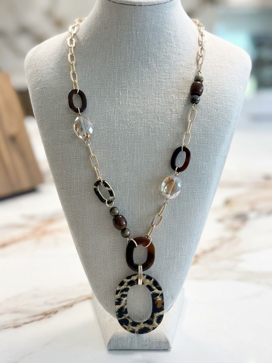 Leopard Charm Link Necklace