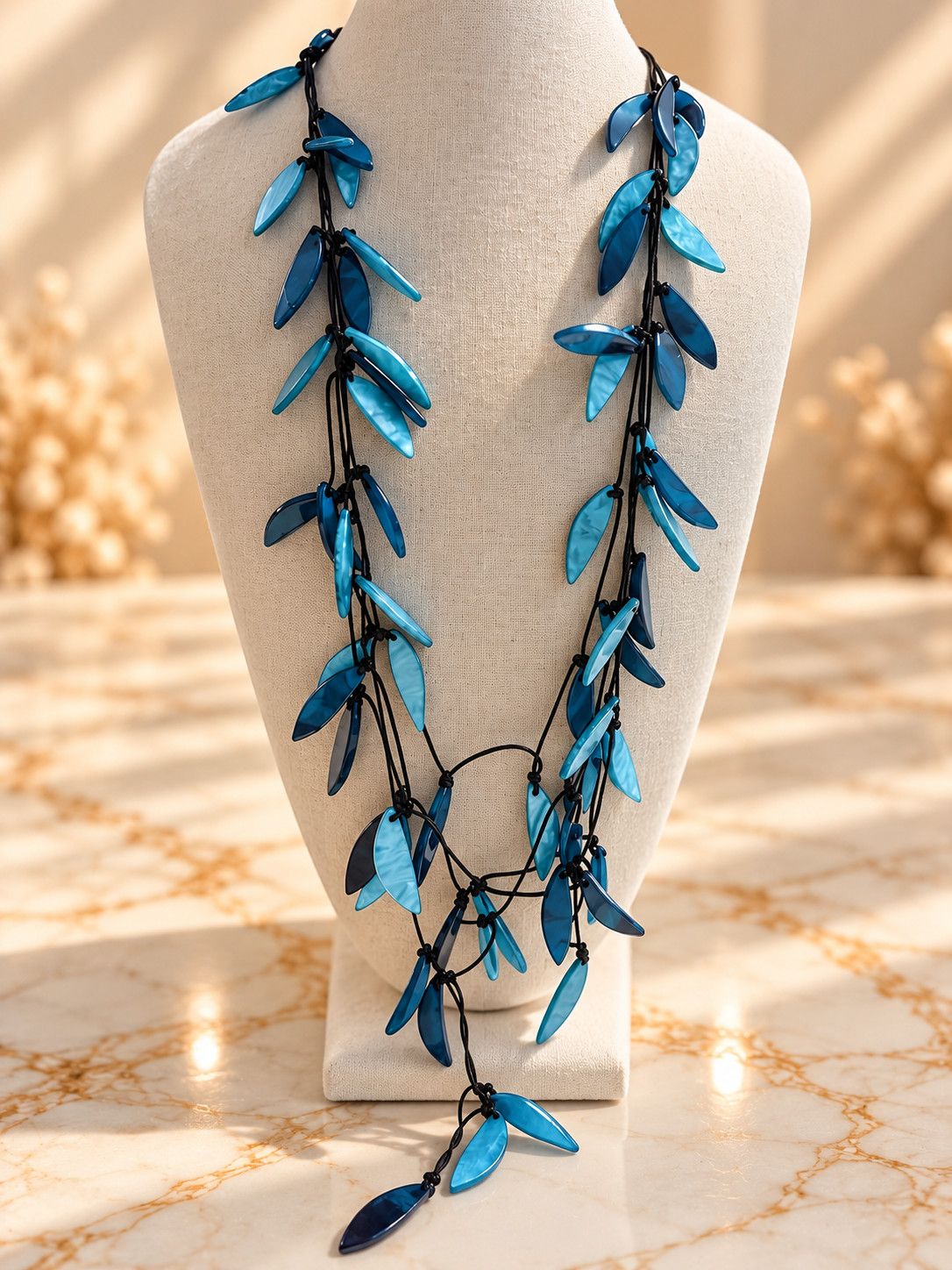 Ocean Blue Leaf Necklace