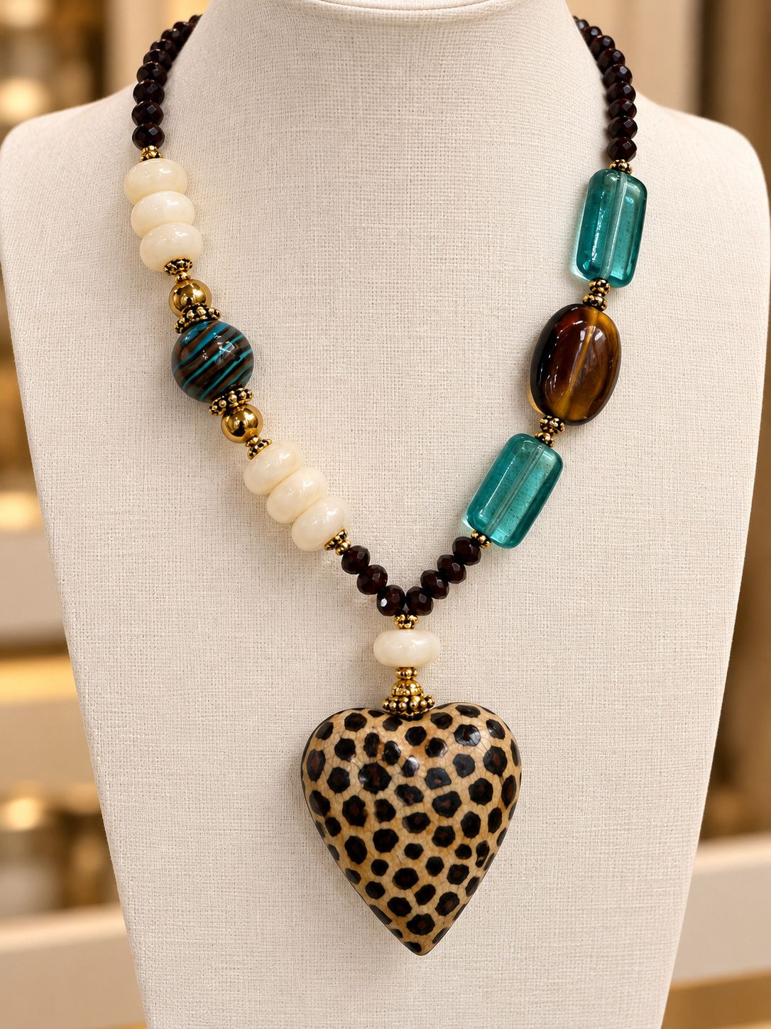 Leopard Heart Statement Necklace