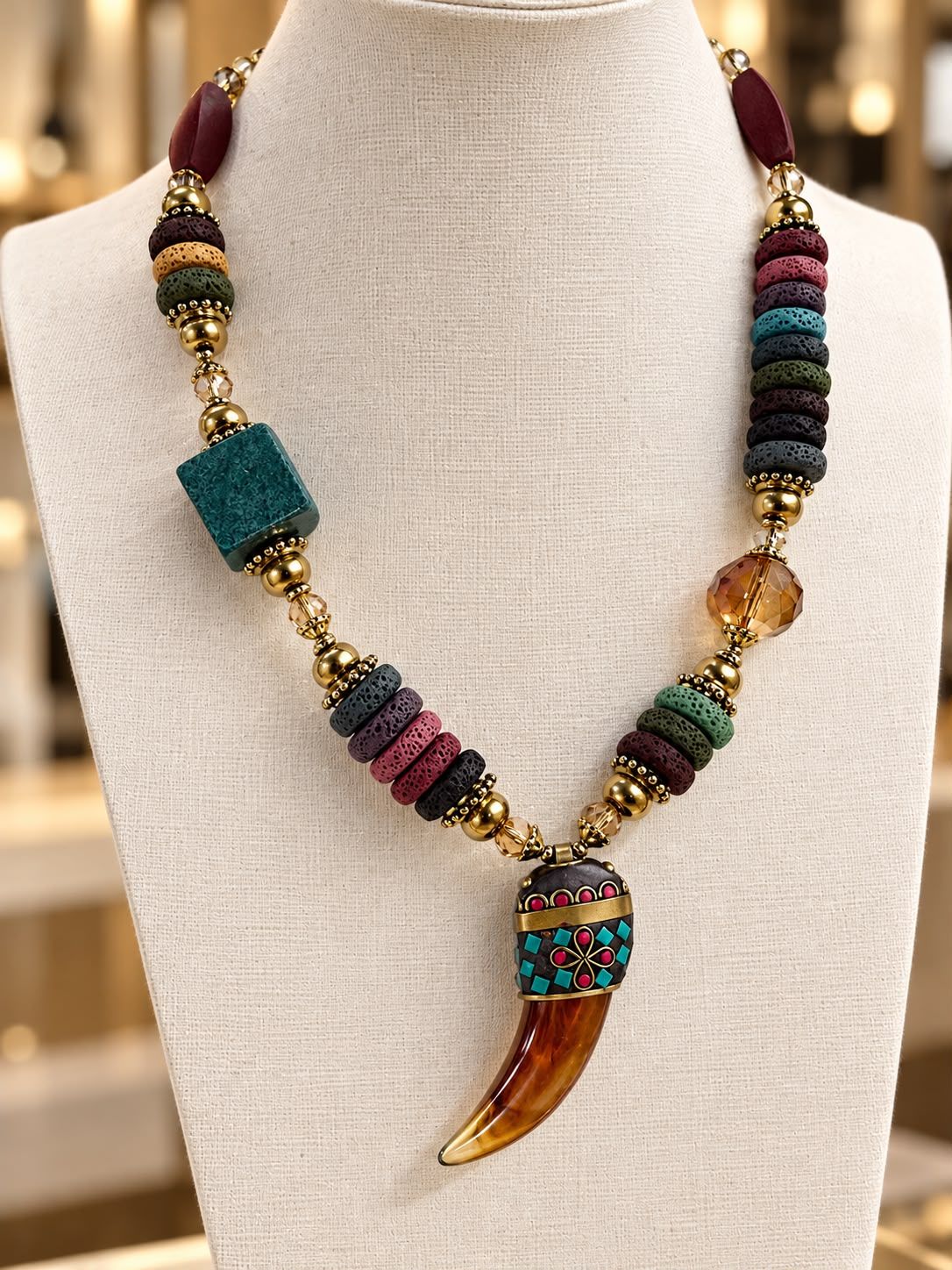 Boho Tusk Statement Necklace