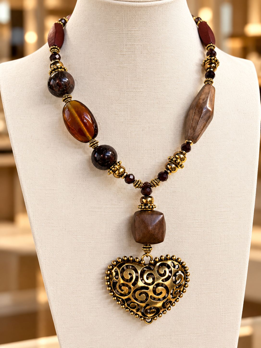 Vintage Heart Statement Necklace