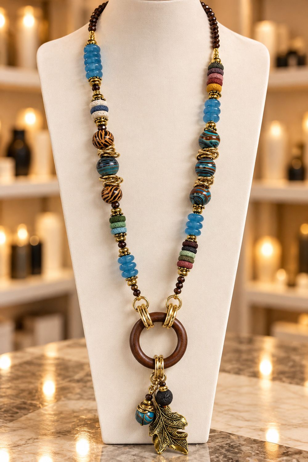 Boho Leaf Charm Necklace