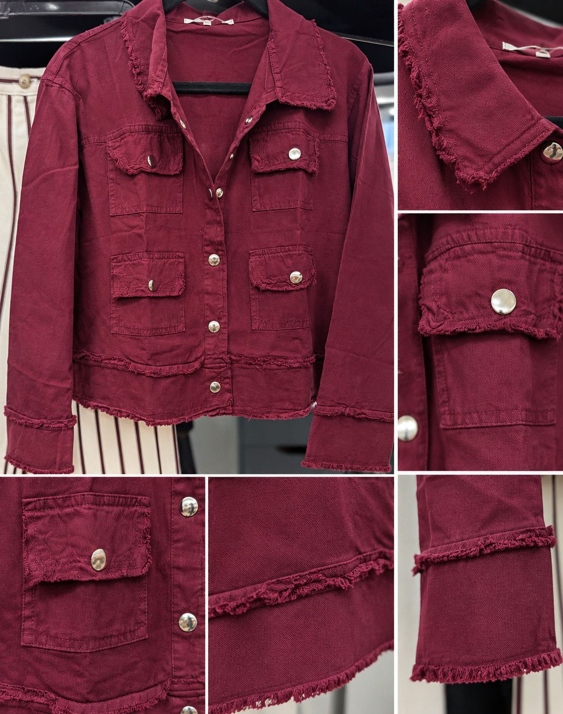 Cotton Frayed Edge Jacket burg