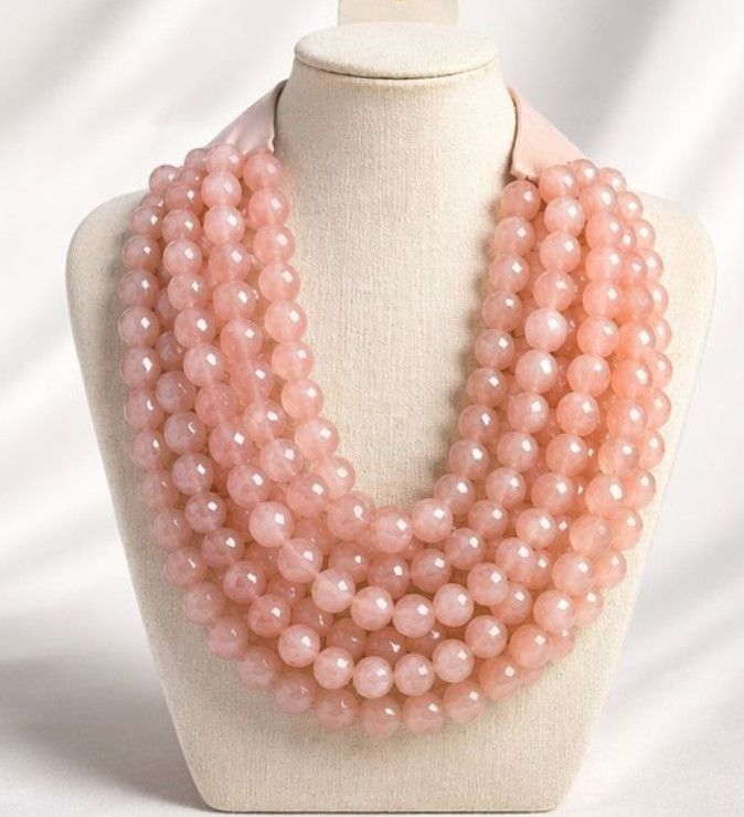 coral Multi-Strand Faceted Bead Necklace