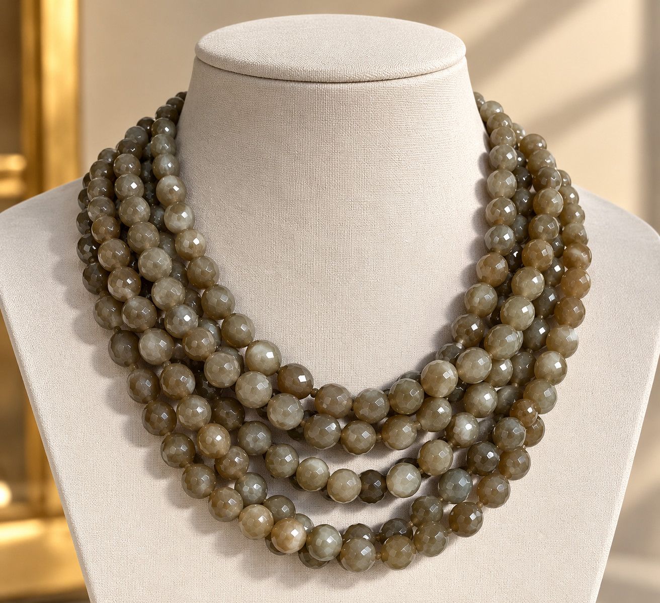 Multi-Strand Faceted Bead Necklace