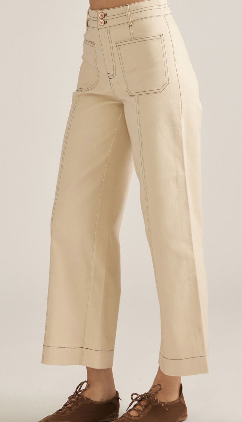 Bone solid wide leg pants
