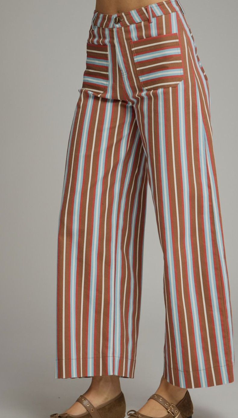 Stripe wide leg pants