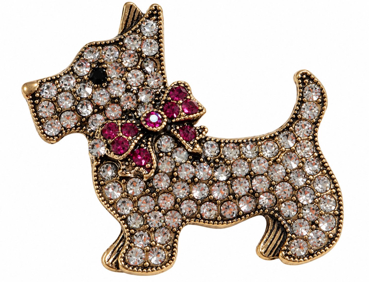 Crystal Scottie Dog Brooch