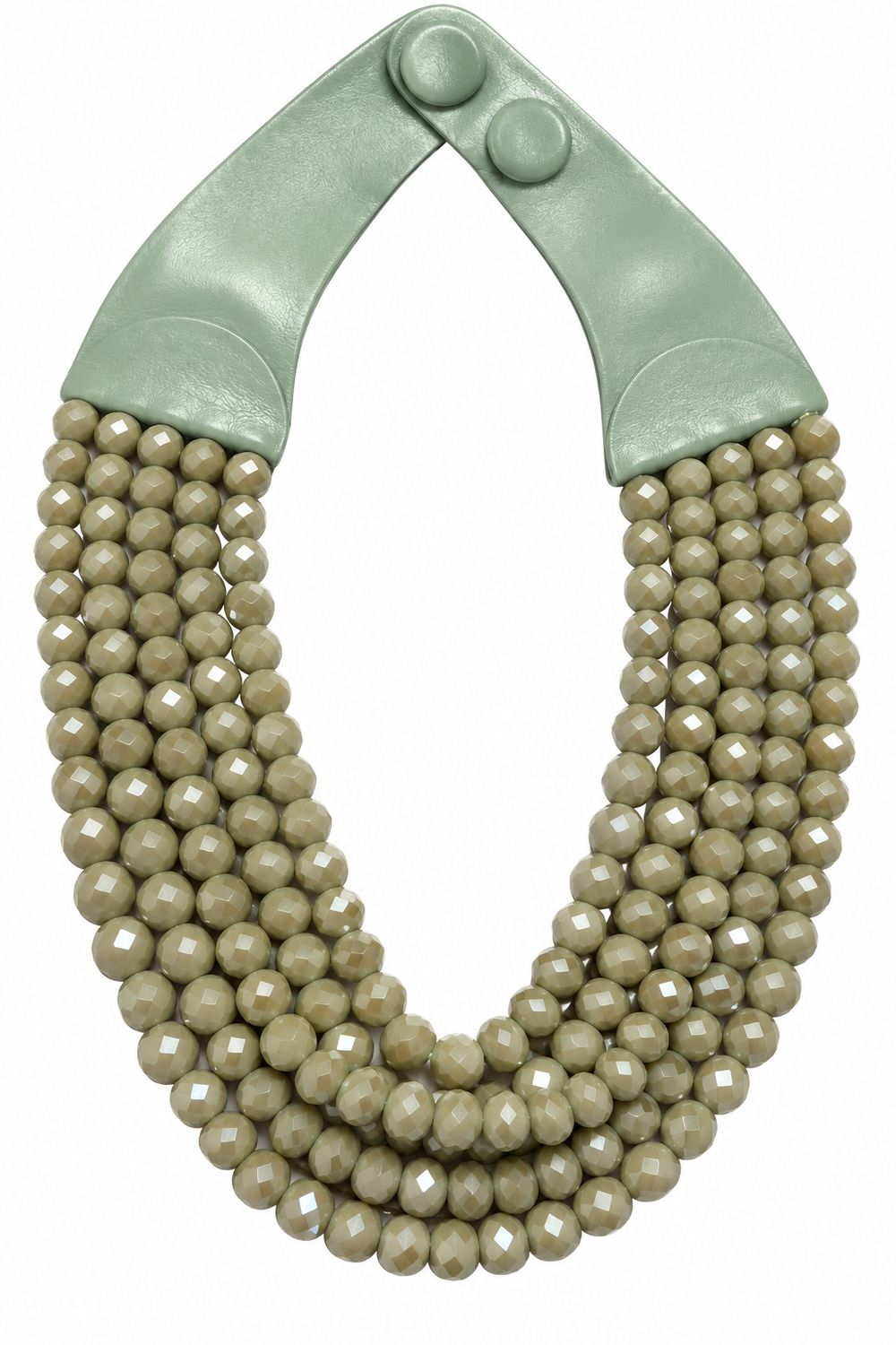 Sage Multi-Strand Faceted Bead Necklace
