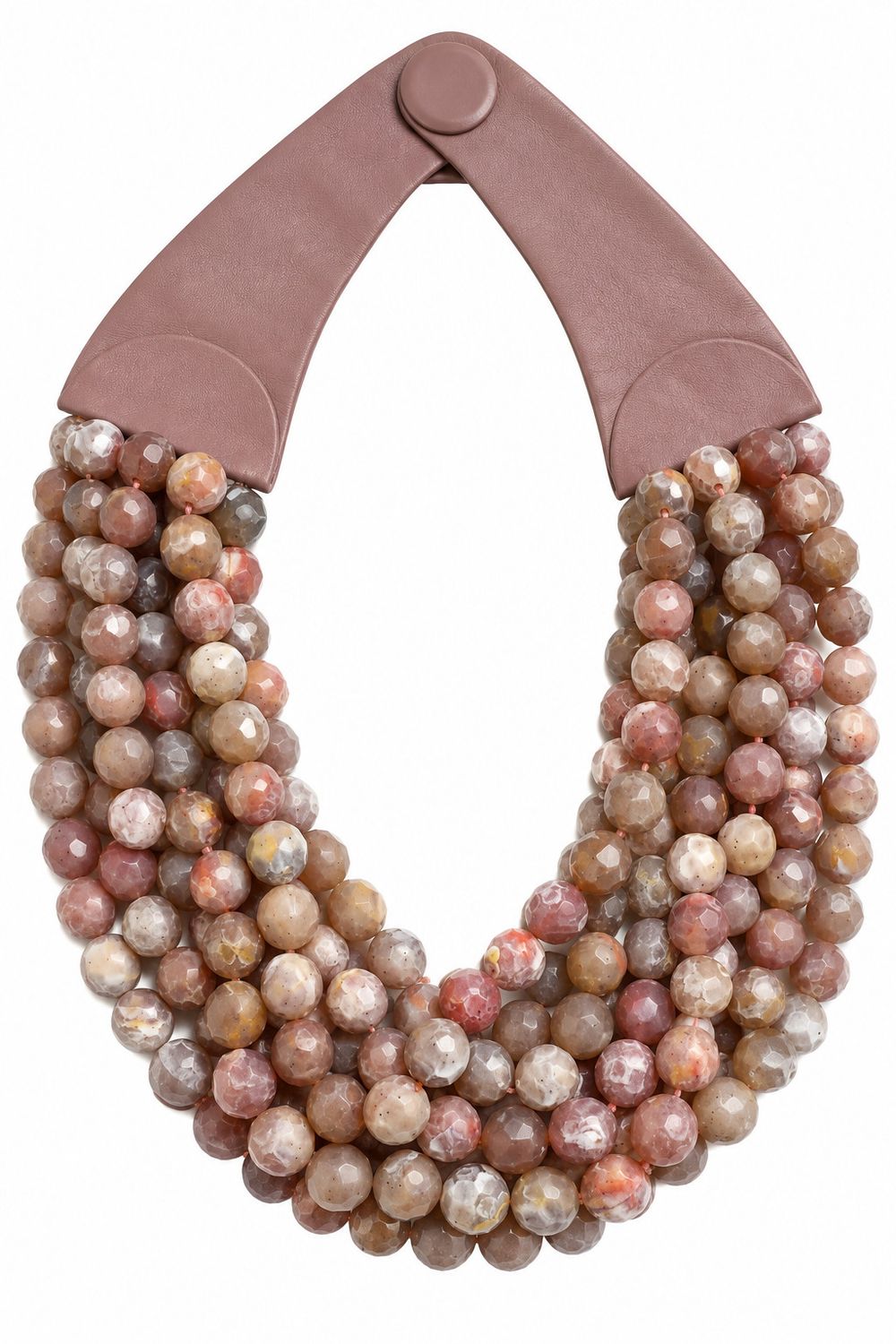 Dusty Rose Faceted Multi-Strand Necklace