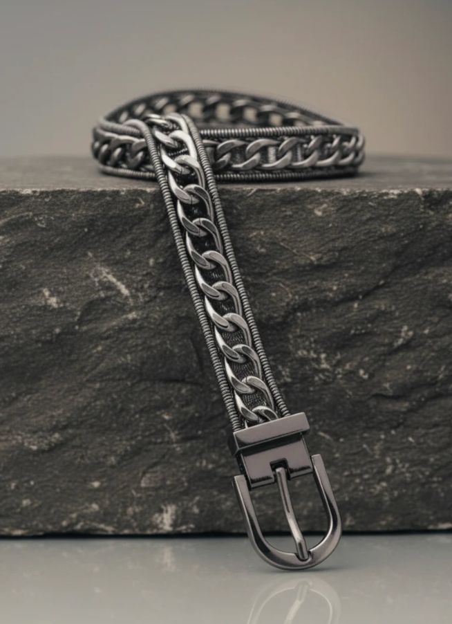 HEAVY HARDWARE CHAIN BELT silver