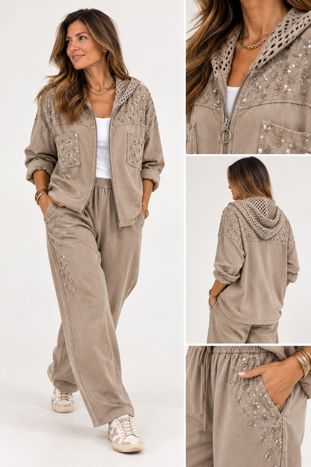 Silver Sequin Detail Set
