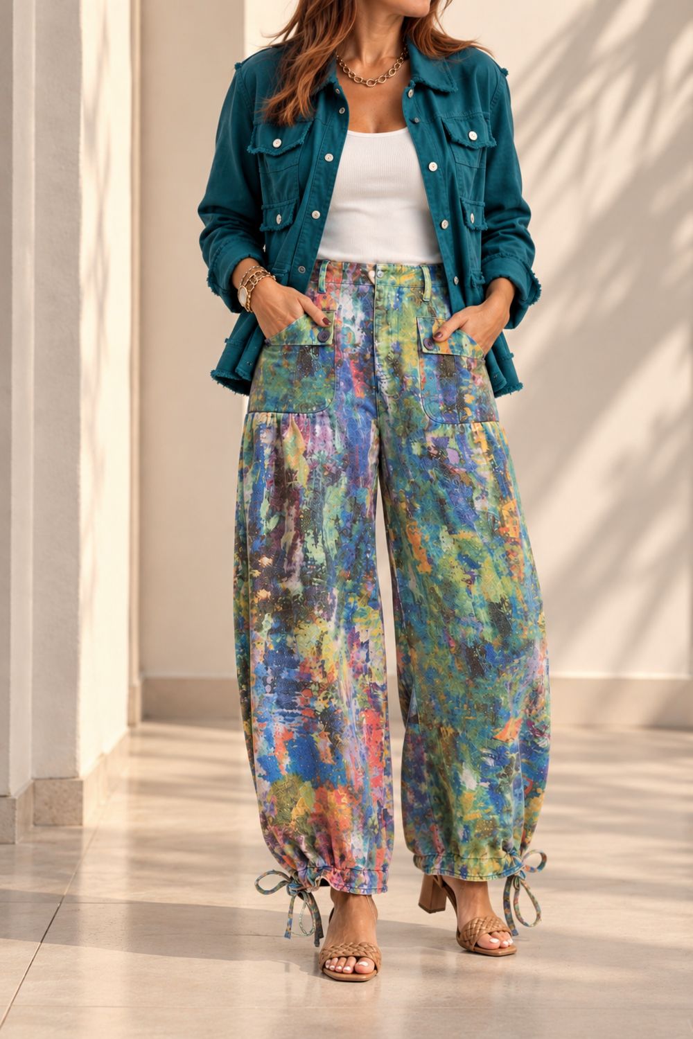 Pre order arrives nov 8 Painted Canvas Denim Wide-Leg Pants