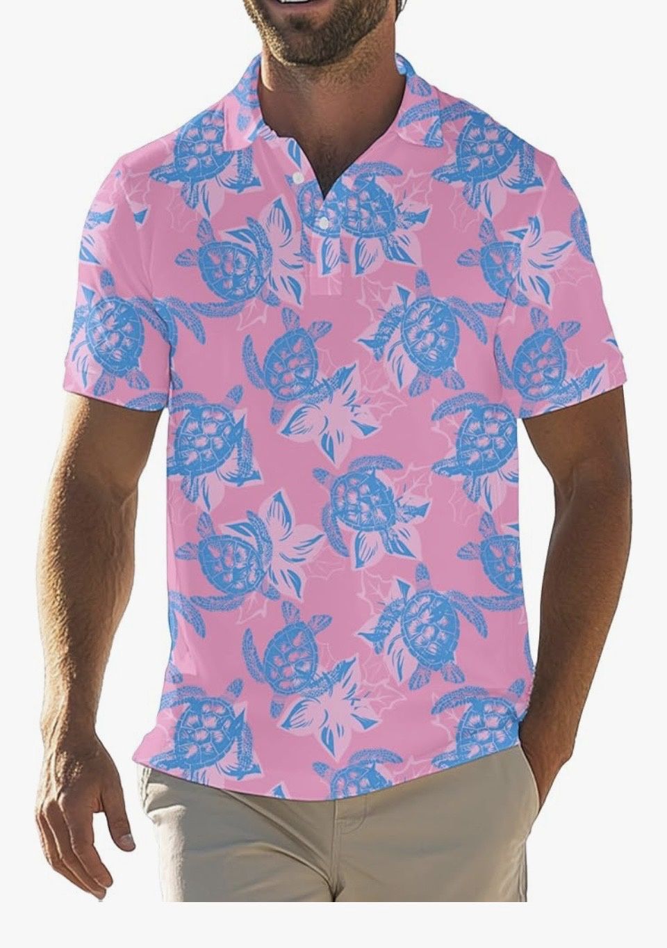 Golf Polo Shirt - Pink Turtle