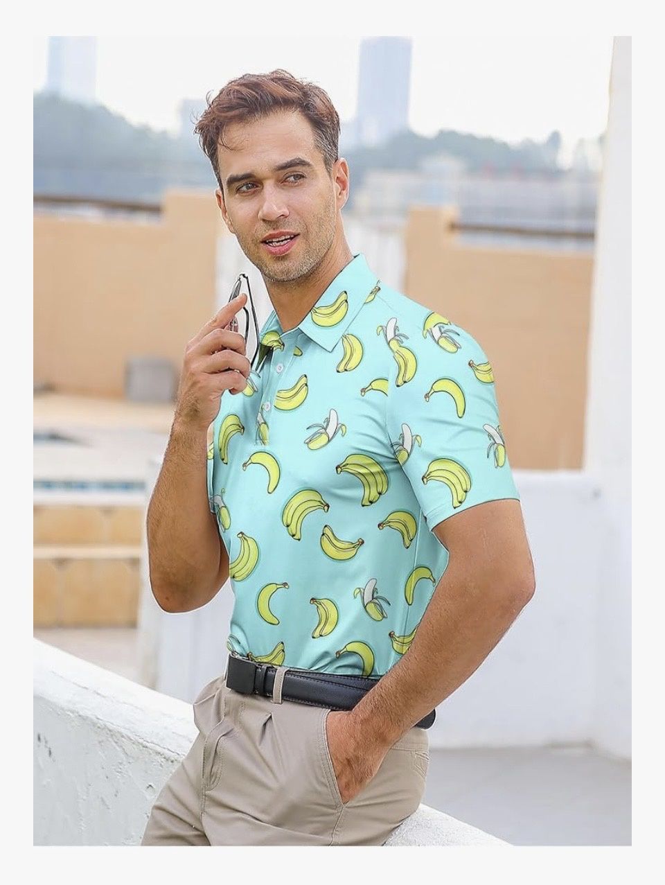 Golf Polo Shirt - Blue Bananas