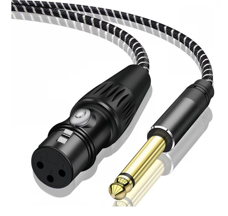 XLR to 1/4 Inch (6.35mm) TS Mono Jack Microphone Cable