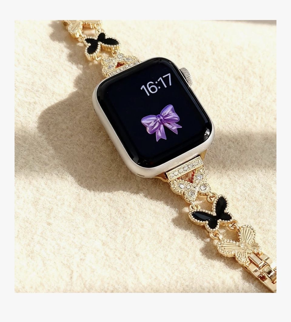 Black Shell Butterfly Slim Metal Bracelet for iWatch Band