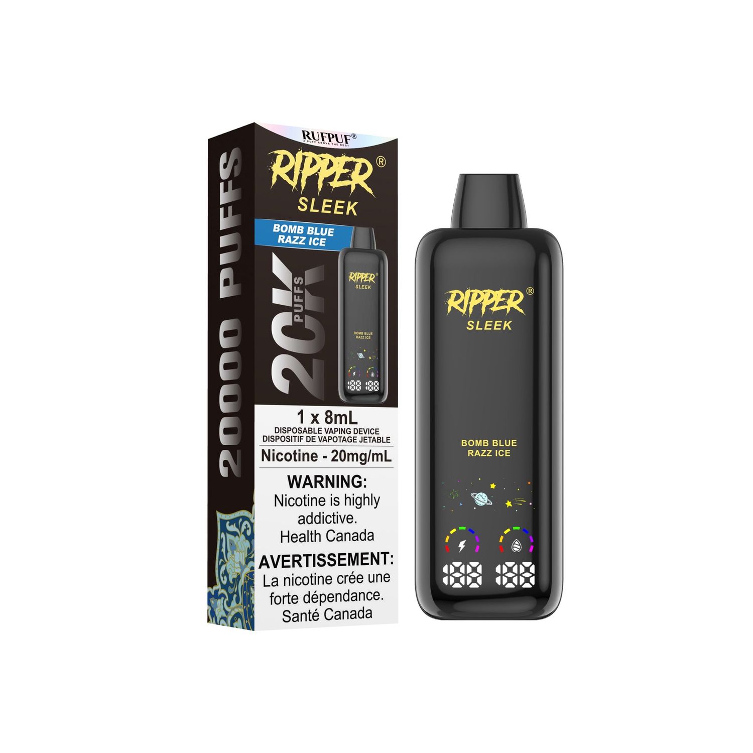 Ripper SLEEK 8ml, Flavour: Bomb Blue Razz Ice, Nic Level: 20mg