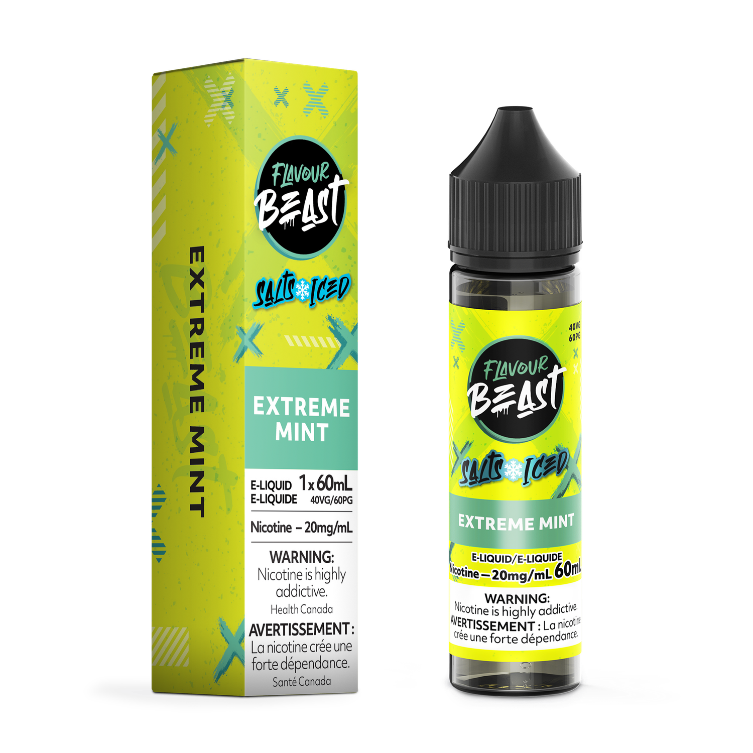 Flavour Beast Salt - 60ml Flavour Beast Salt - 60ml, Flavour: Extreme Mint, Nic Level: 20mg, Size: 60ml