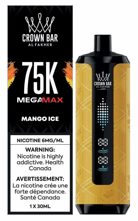 Crown Bar Mega Max Al Fakher 75K Crown Bar Mega Max Al Fakher 75K, Flavour: Mango Ice, Nic Level: 20mg