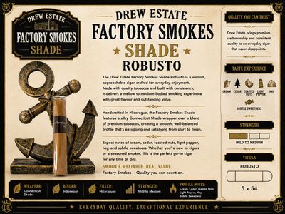 Drew Estate Factory Smokes Shade Robusto