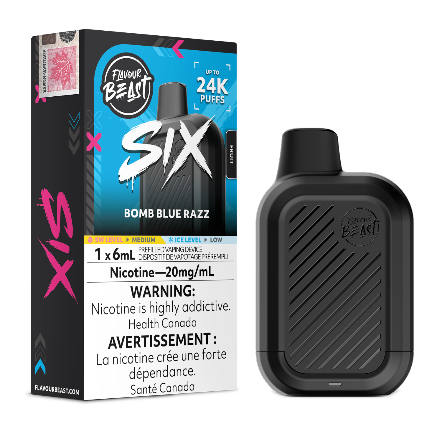 Flavour Beast SIX, Flavour: Bomb Blue Razz, Nic Level: 20mg