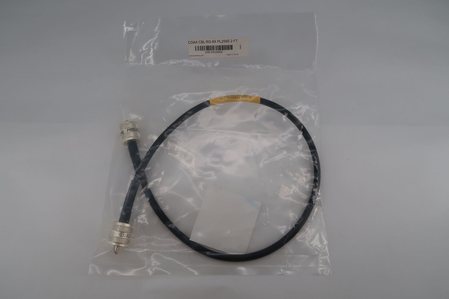 U18325 Never Used DXE-8XDX002 Coax Cable RG-8X 2FT Cable