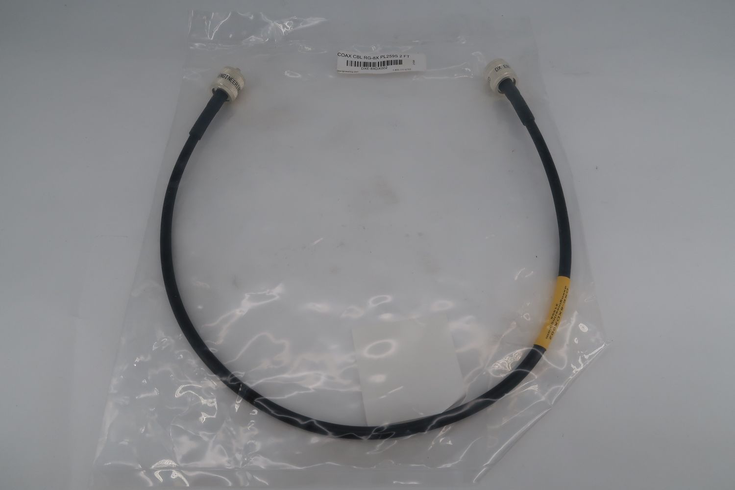 U18321 Never Used DXE-8XDX002 Coax Cable RG-8X 2FT Cable