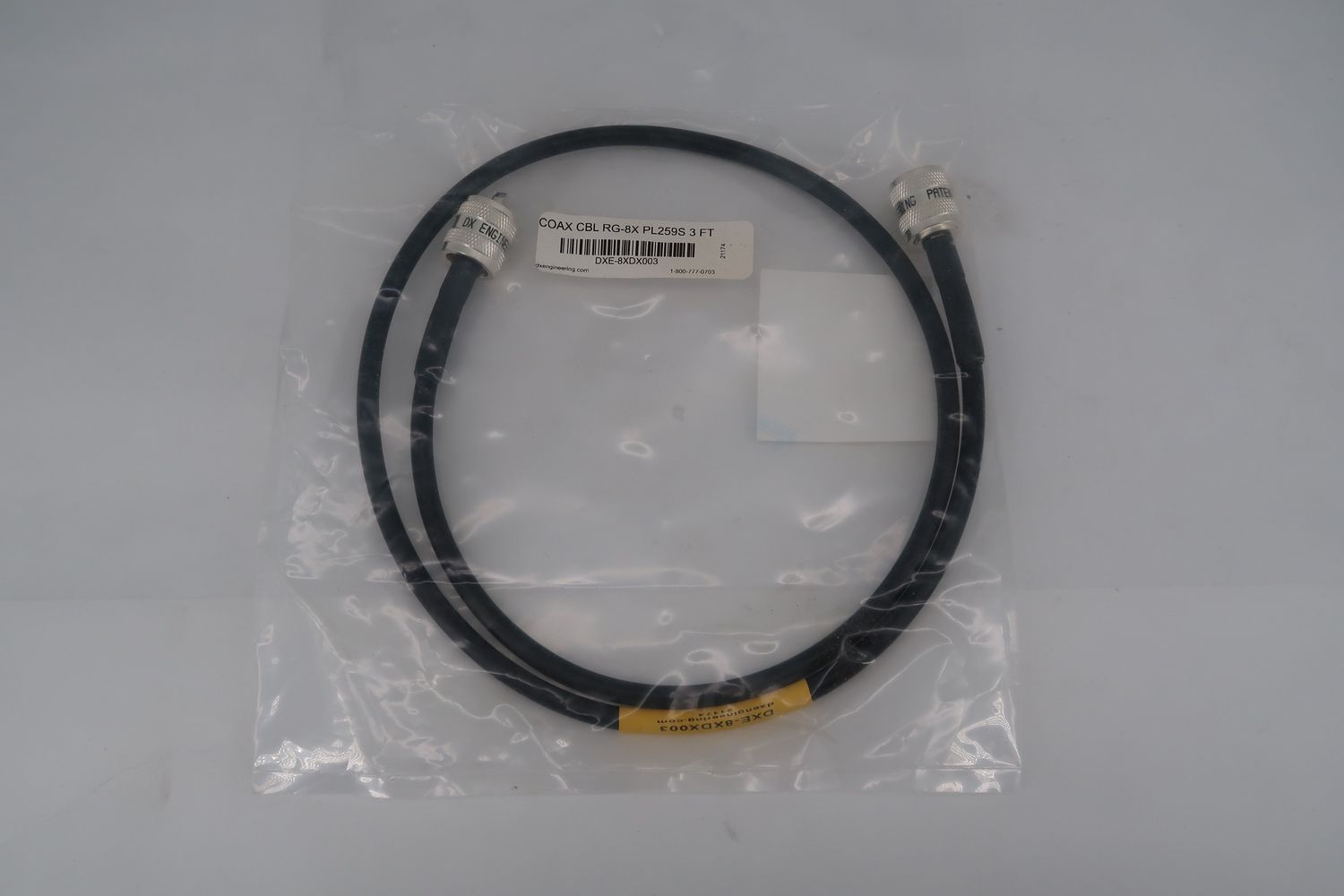 U18388 Never Used DXE-8XDX003 Coax Cable RG-8X 3FT Cable