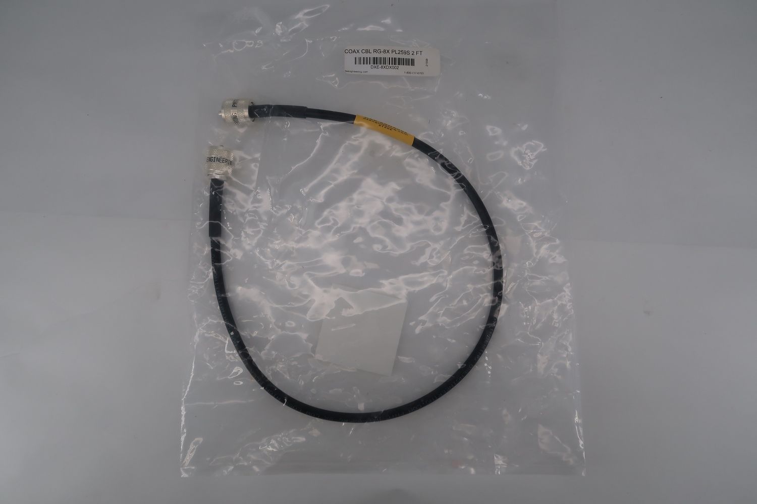 U18386 Never Used DXE-8XDX002 Coax Cable RG-8X 2FT Cable