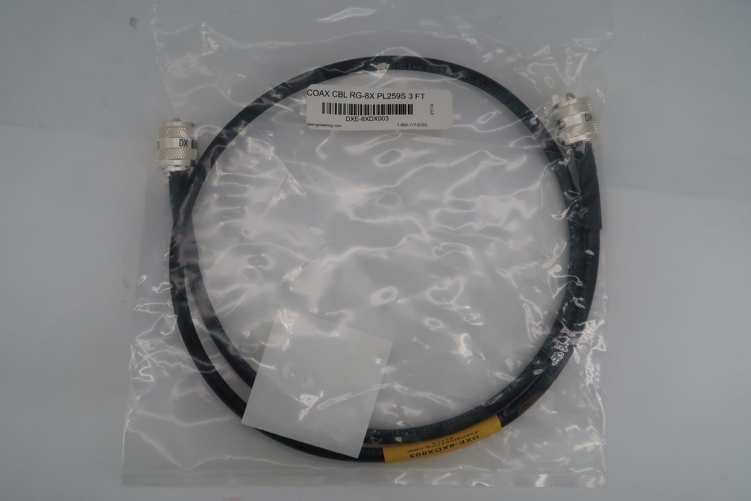 U18389 Never Used DXE-8XDX003 Coax Cable RG-8X 3FT Cable