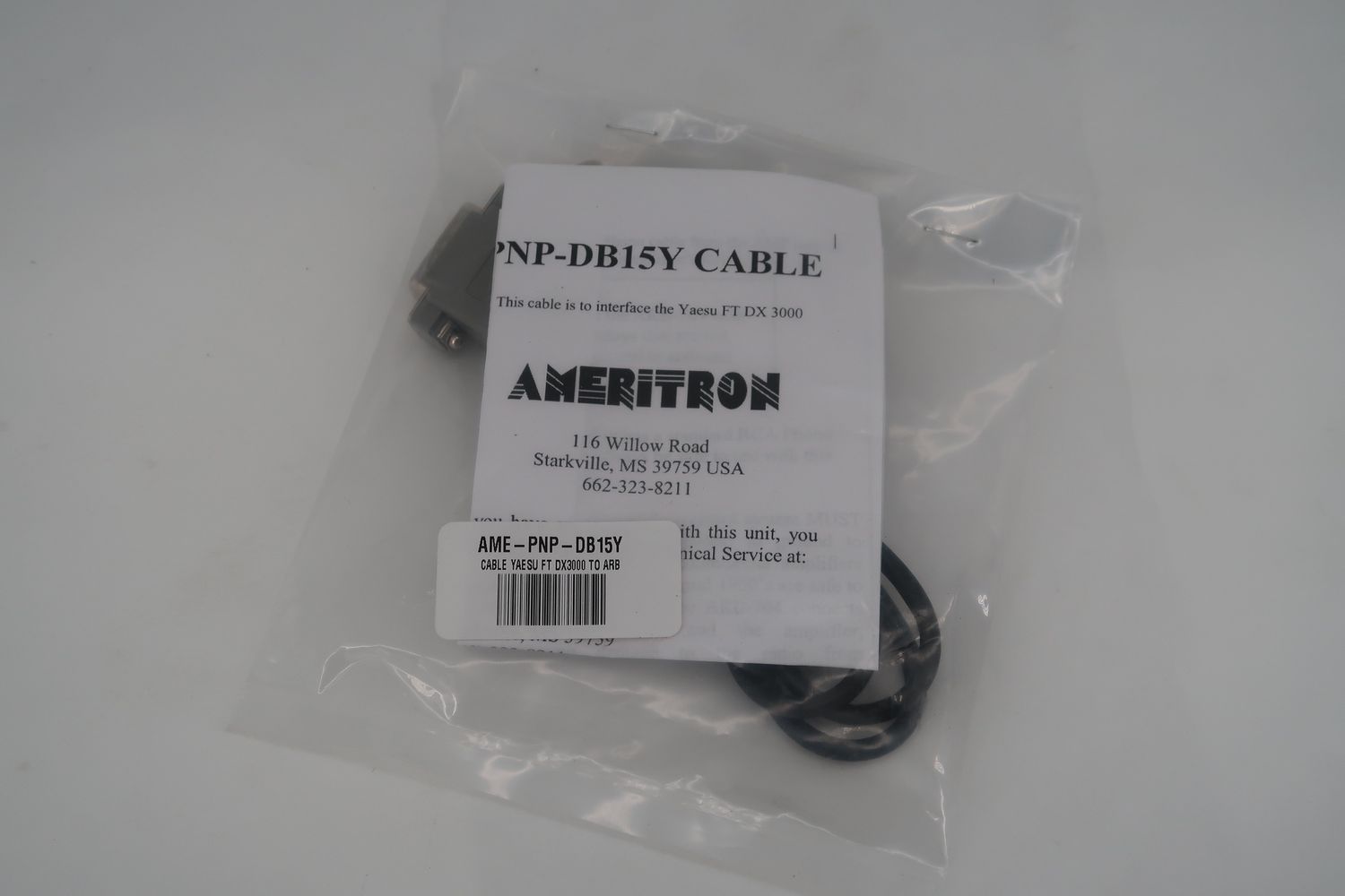 U18442 Never Used Ameritron AME-PNP-DB15Y Interface Cable for FTDX-3000