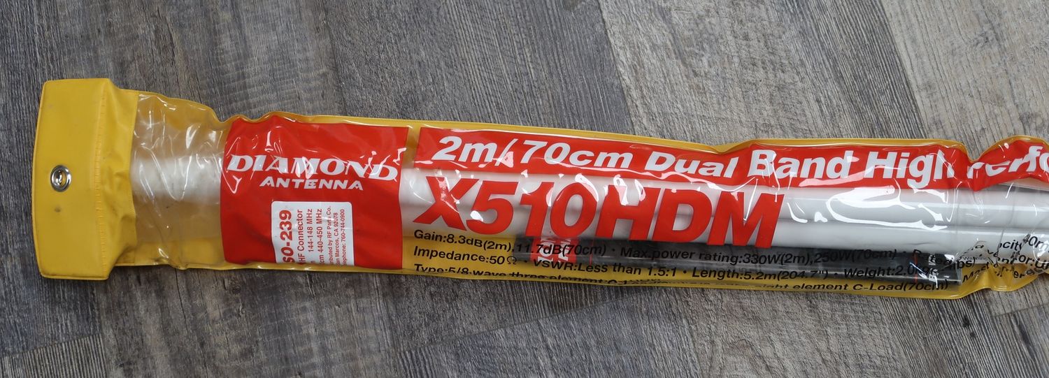 U18477 Never Used Diamond Antenna X510HDM 2m/70cm Dual Band Vertical Antenna