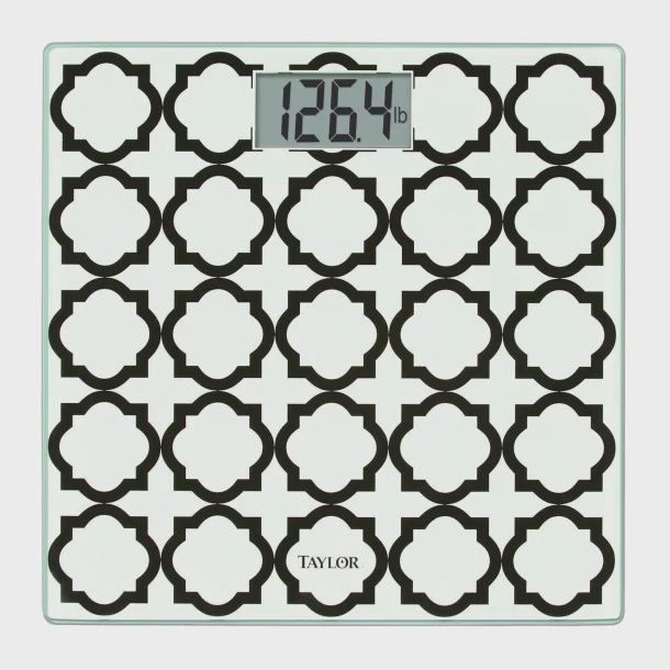 Taylor® Precision Products Digital Glass Bathroom Scale with Black/White Lattice, 400-Lb. Capacity