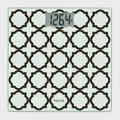 Taylor® Precision Products Digital Glass Bathroom Scale with Black/White Lattice, 400-Lb. Capacity