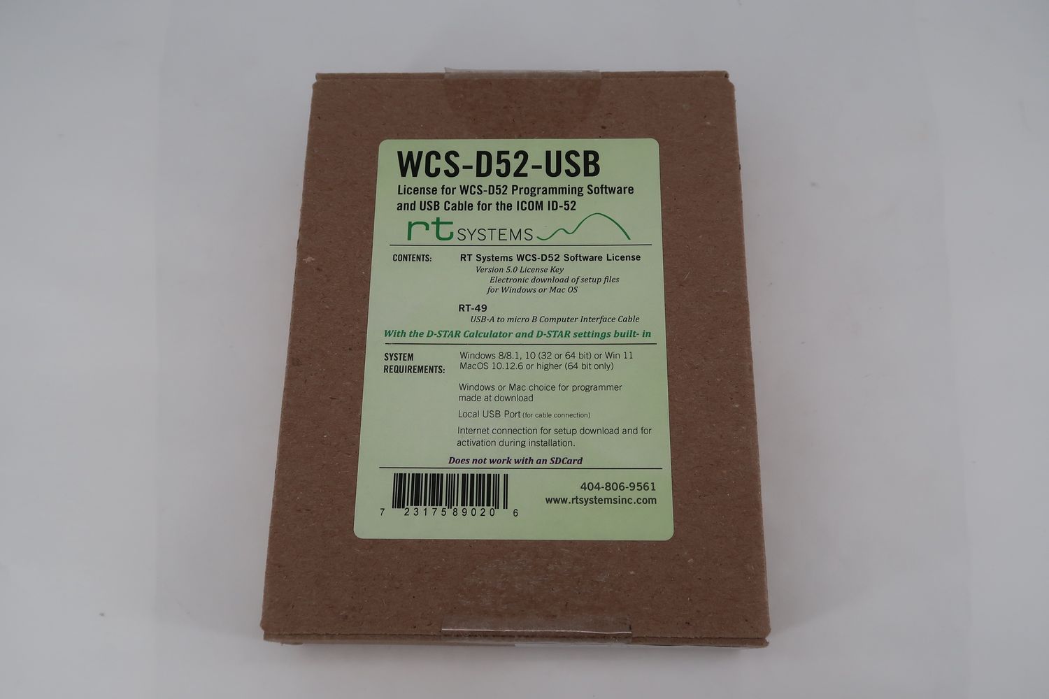 U18979 Never Used RT Systems WCS-D52-USB Programming Software for ID-52